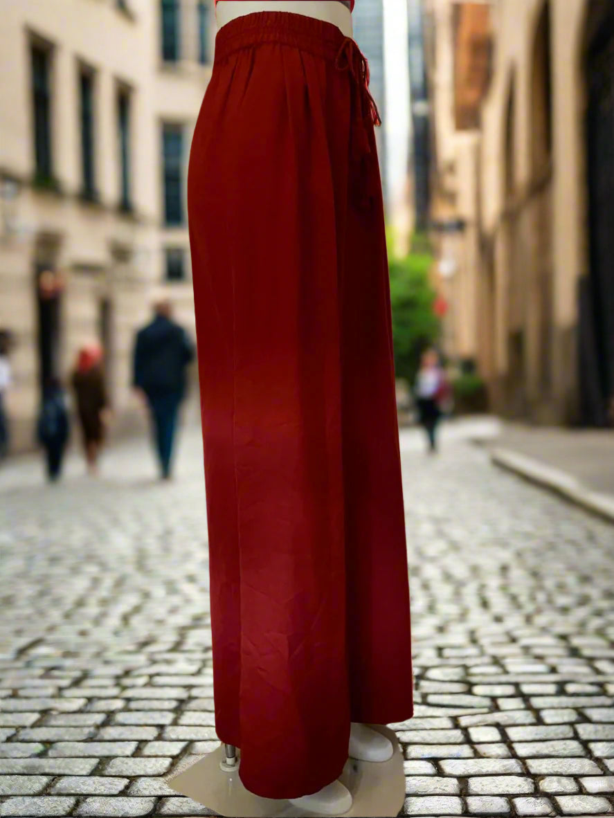 Zara - NEAR NEW - Wide Legged Red Pants With Tie - Size: XS