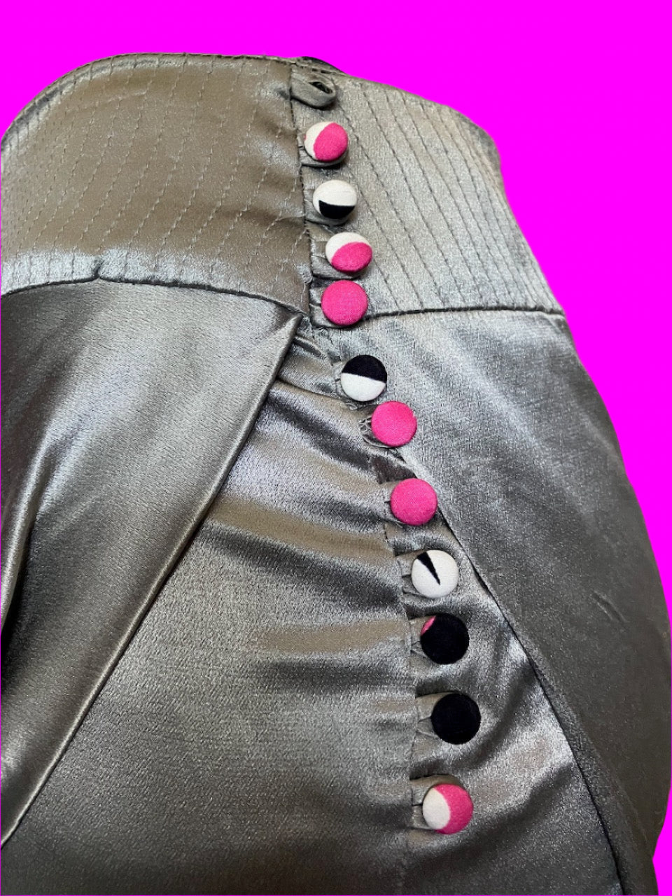 Trelise Cooper - Silver Satin Skirt - Size: 8