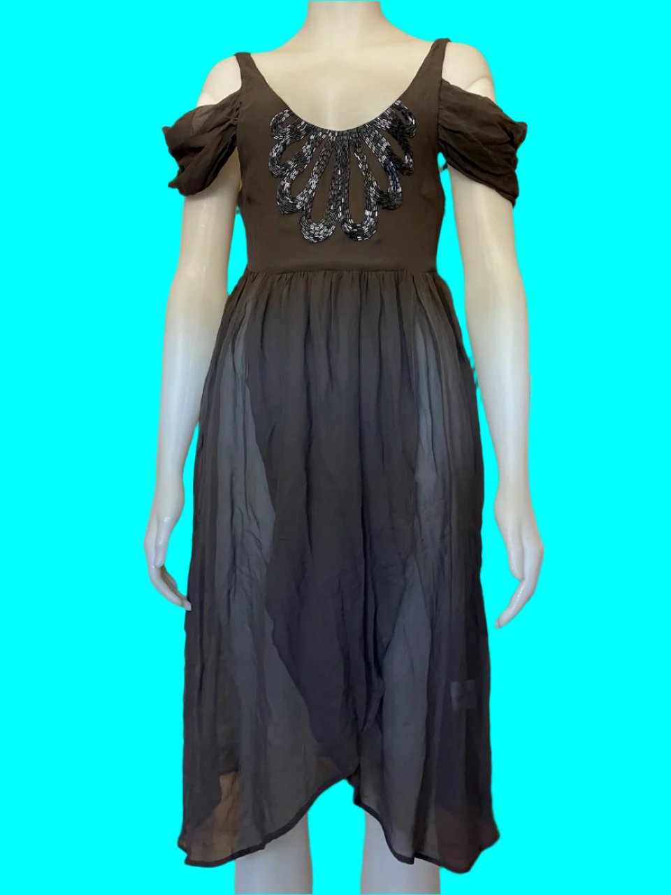 Kingan Jones - NZ Designer Dress - Silk With Embellishment - Size: 10