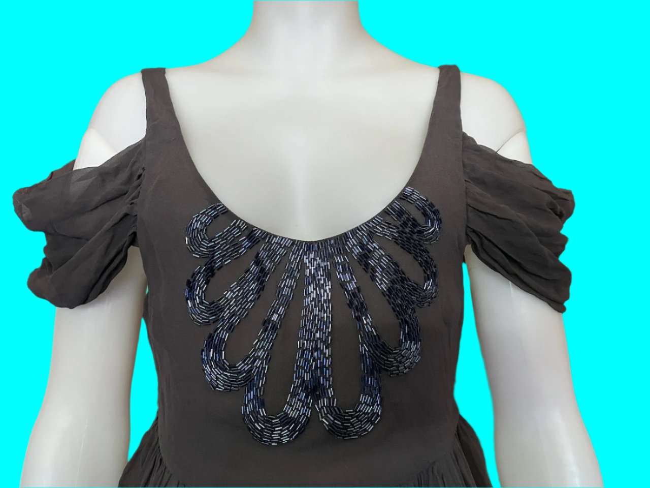 Kingan Jones - NZ Designer Dress - Silk With Embellishment - Size: 10