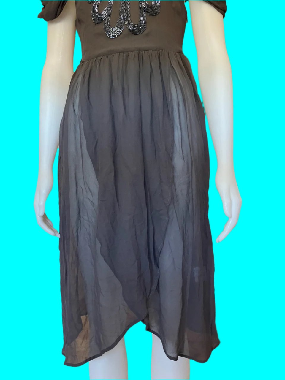 Kingan Jones - NZ Designer Dress - Silk With Embellishment - Size: 10