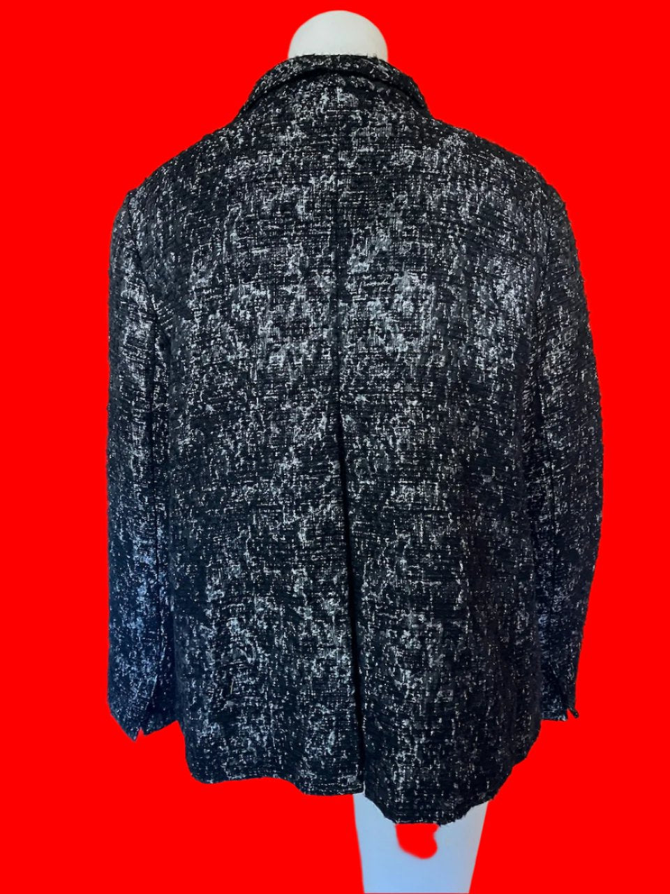 Eileen Fisher - Black & Silver Metallic Open Blazer - Size: M