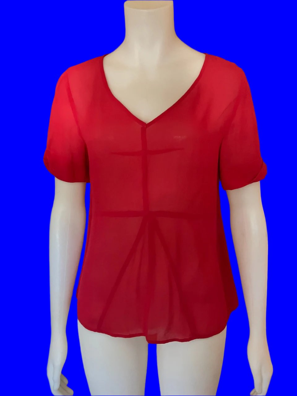 Staple + Cloth - NZ Designer - Red Short Sleeved Top - Size: 8