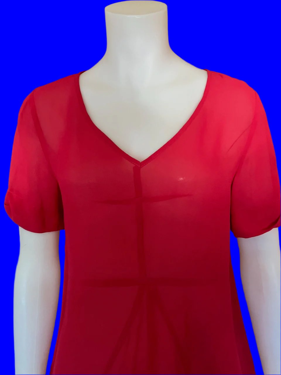 Staple + Cloth - NZ Designer - Red Short Sleeved Top - Size: 8