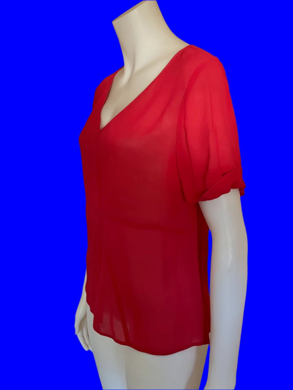 Staple + Cloth - NZ Designer - Red Short Sleeved Top - Size: 8