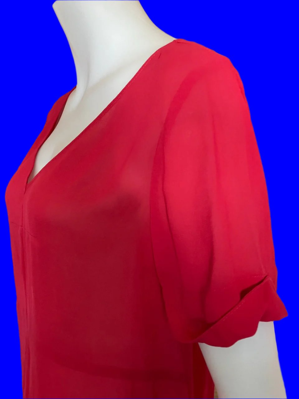 Staple + Cloth - NZ Designer - Red Short Sleeved Top - Size: 8