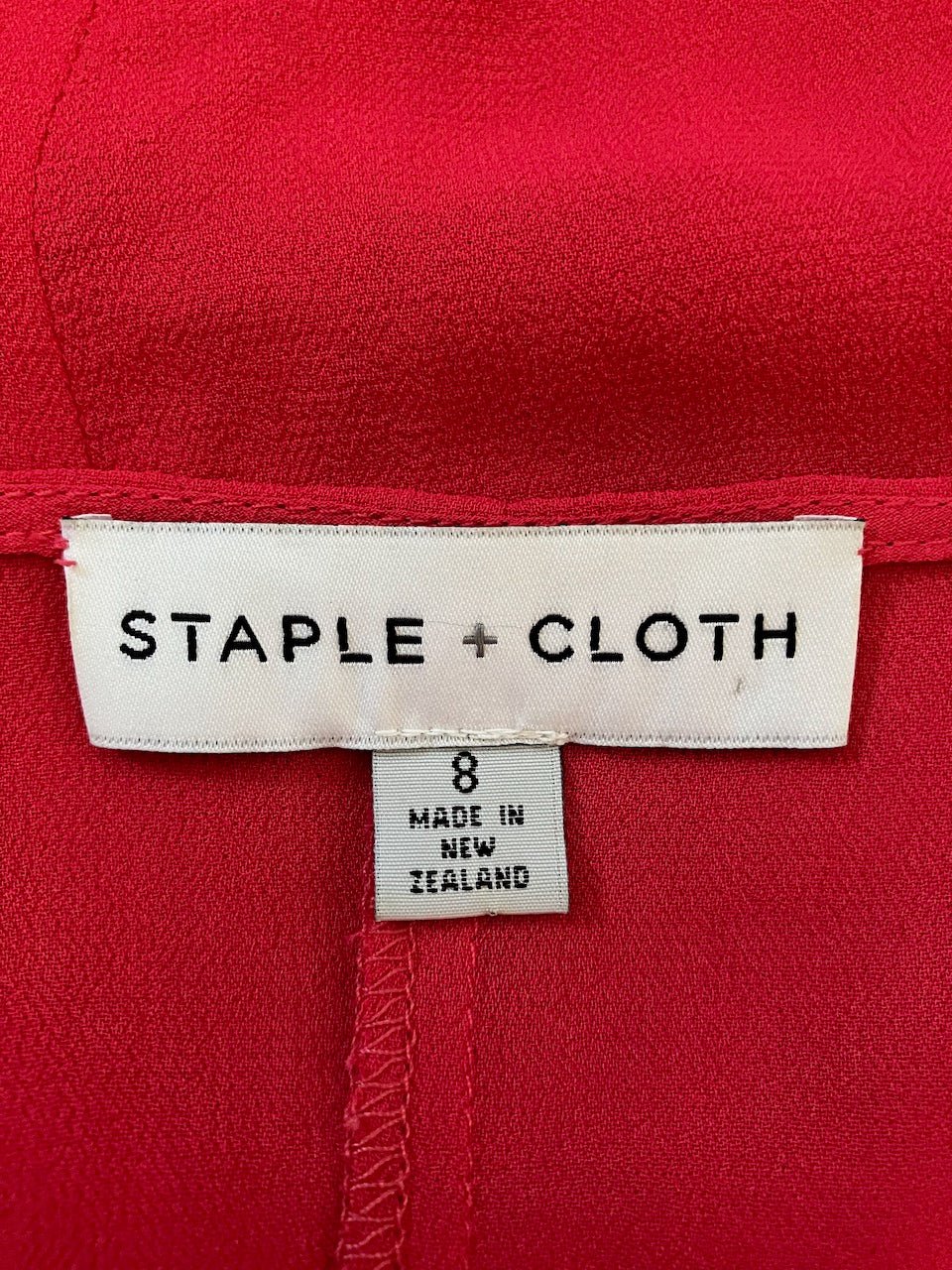 Staple + Cloth - NZ Designer - Red Short Sleeved Top - Size: 8