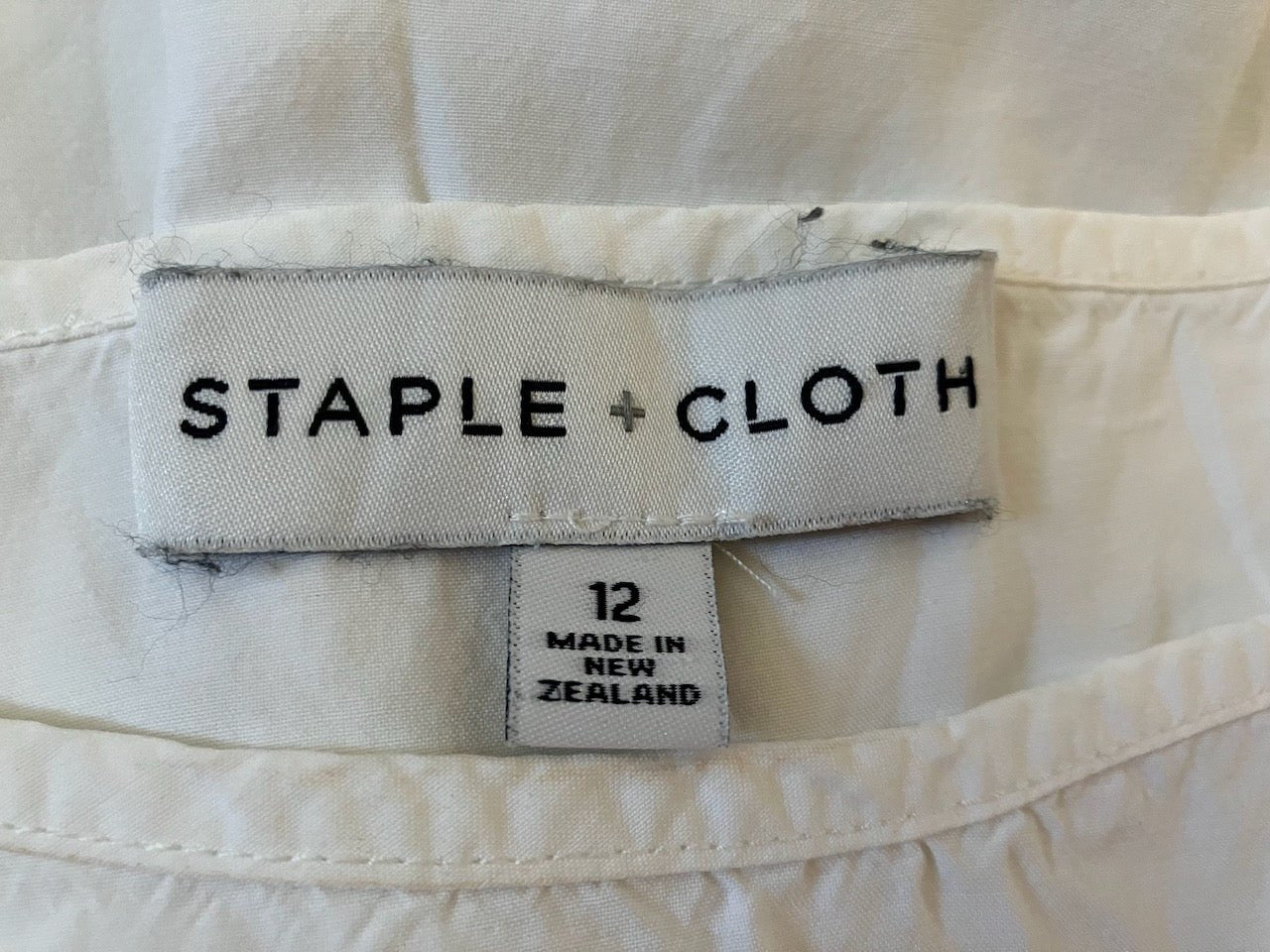 Staple + Cloth - NZ Designer - Crisp White Viscose Top - Size: 12