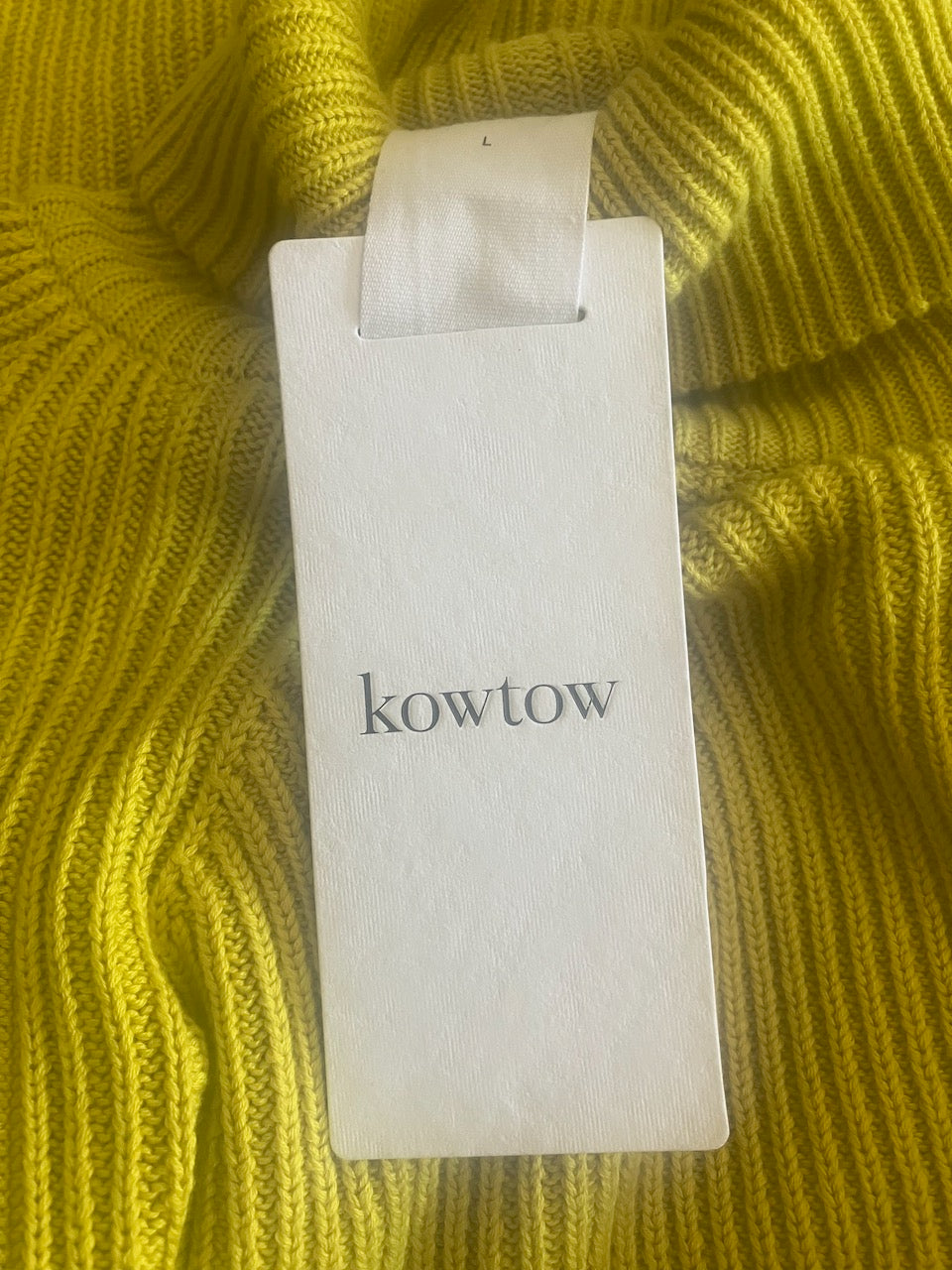 BRAND NEW - Kowtow - Henri Roll Neck Jumper - Acid Yellow - Size: L