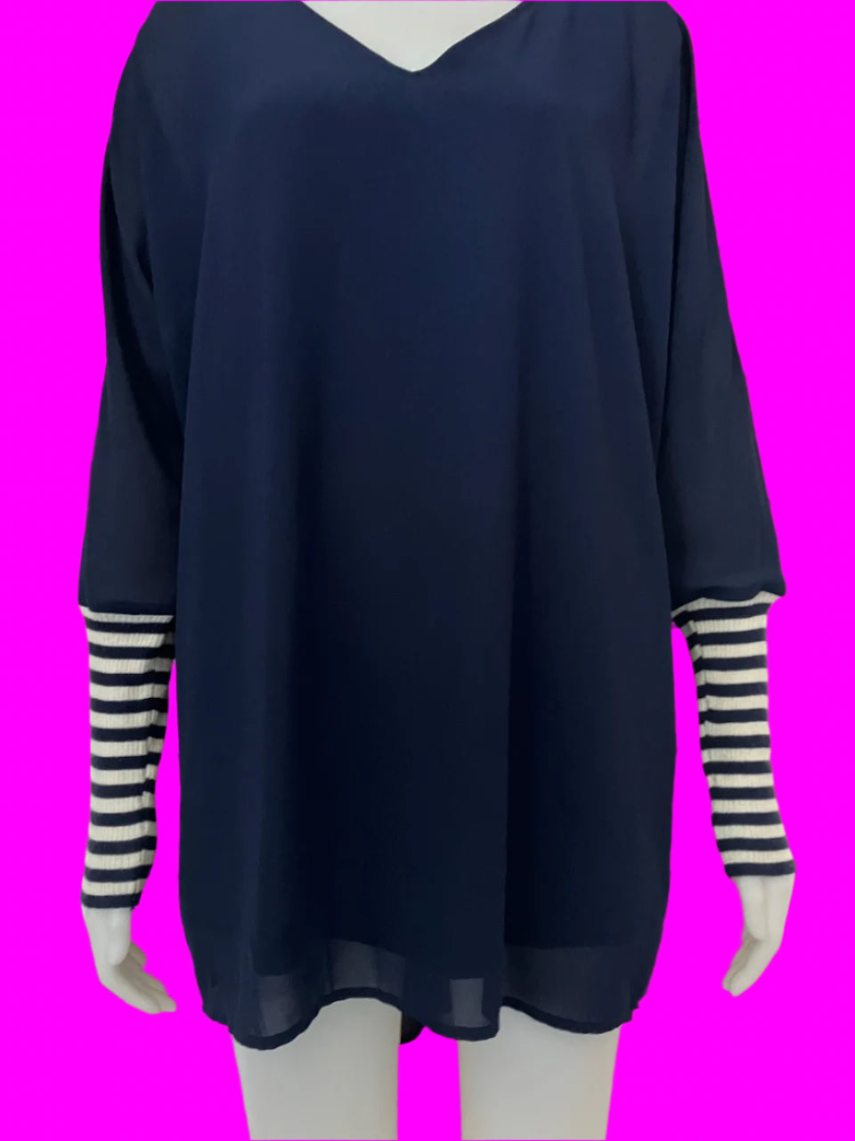 Pretty Basic by Augustine - Navy Blue - Sheer Tunic Dress - Size: M