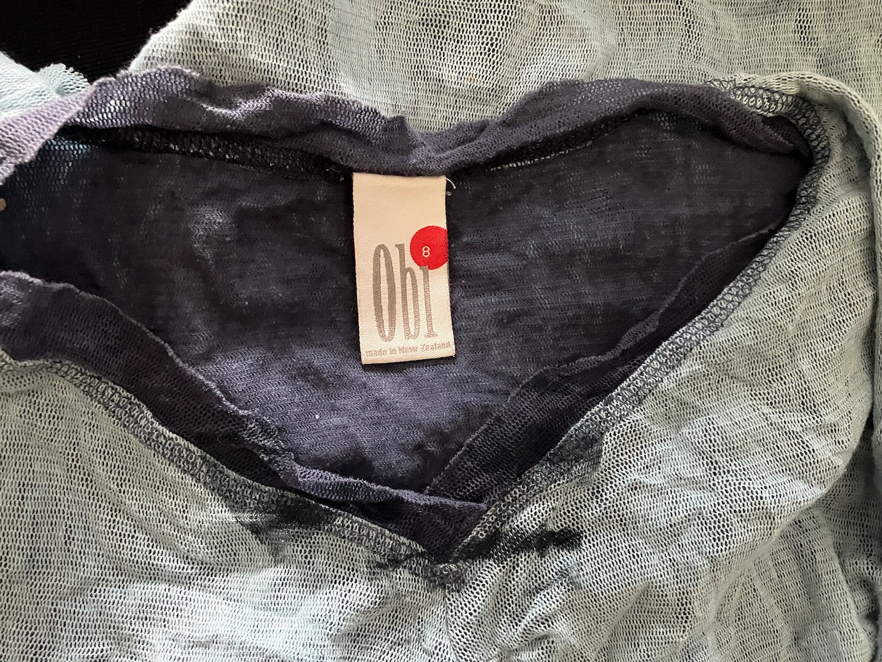 Obi by High Society - NZ Designer Blue Mesh Top - Size: 8