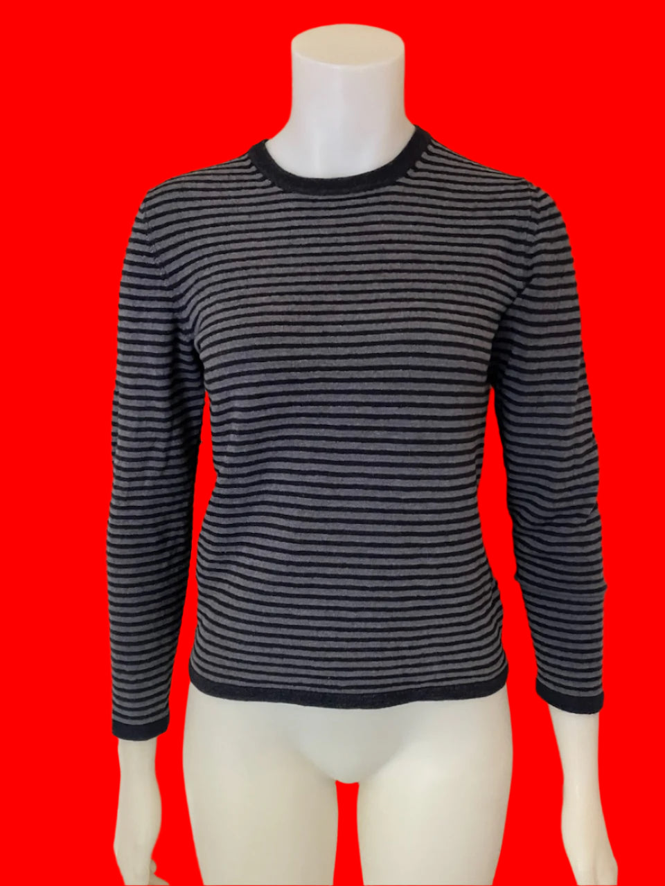 Crossley - Italian Made - Navy Blue Striped Jumper - Size: S