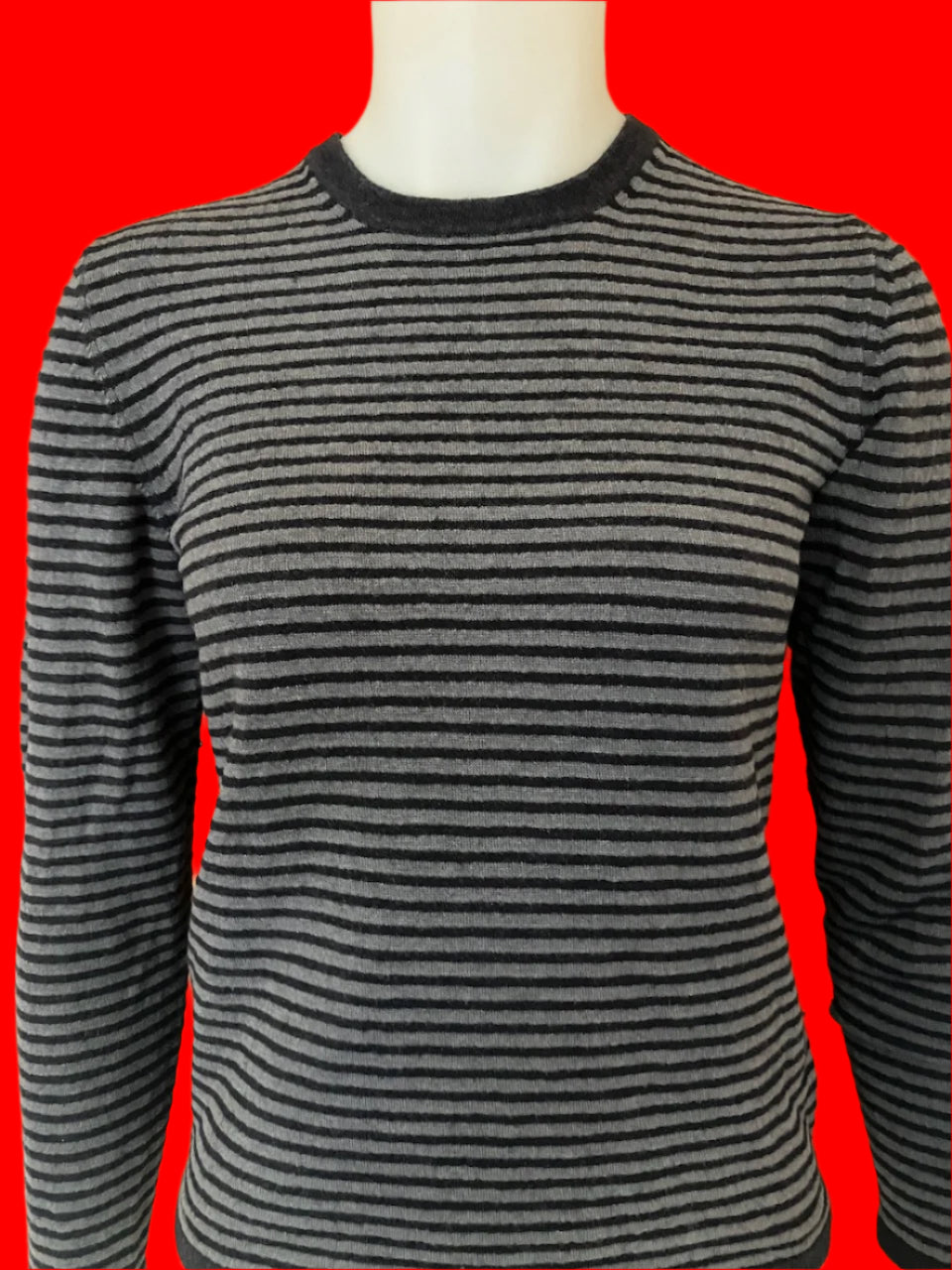 Crossley - Italian Made - Navy Blue Striped Jumper - Size: S