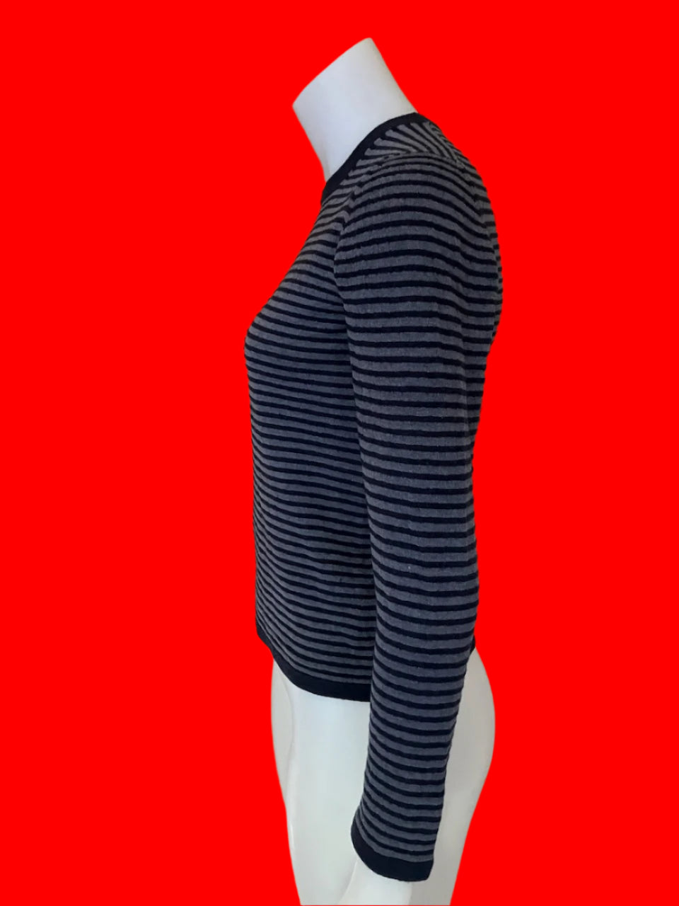Crossley - Italian Made - Navy Blue Striped Jumper - Size: S