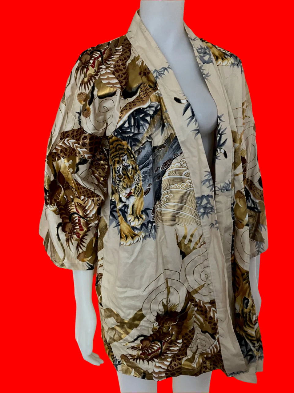 Juguemm - Japanese Kimono Robe - Tiger & Dragons - Size: S/M