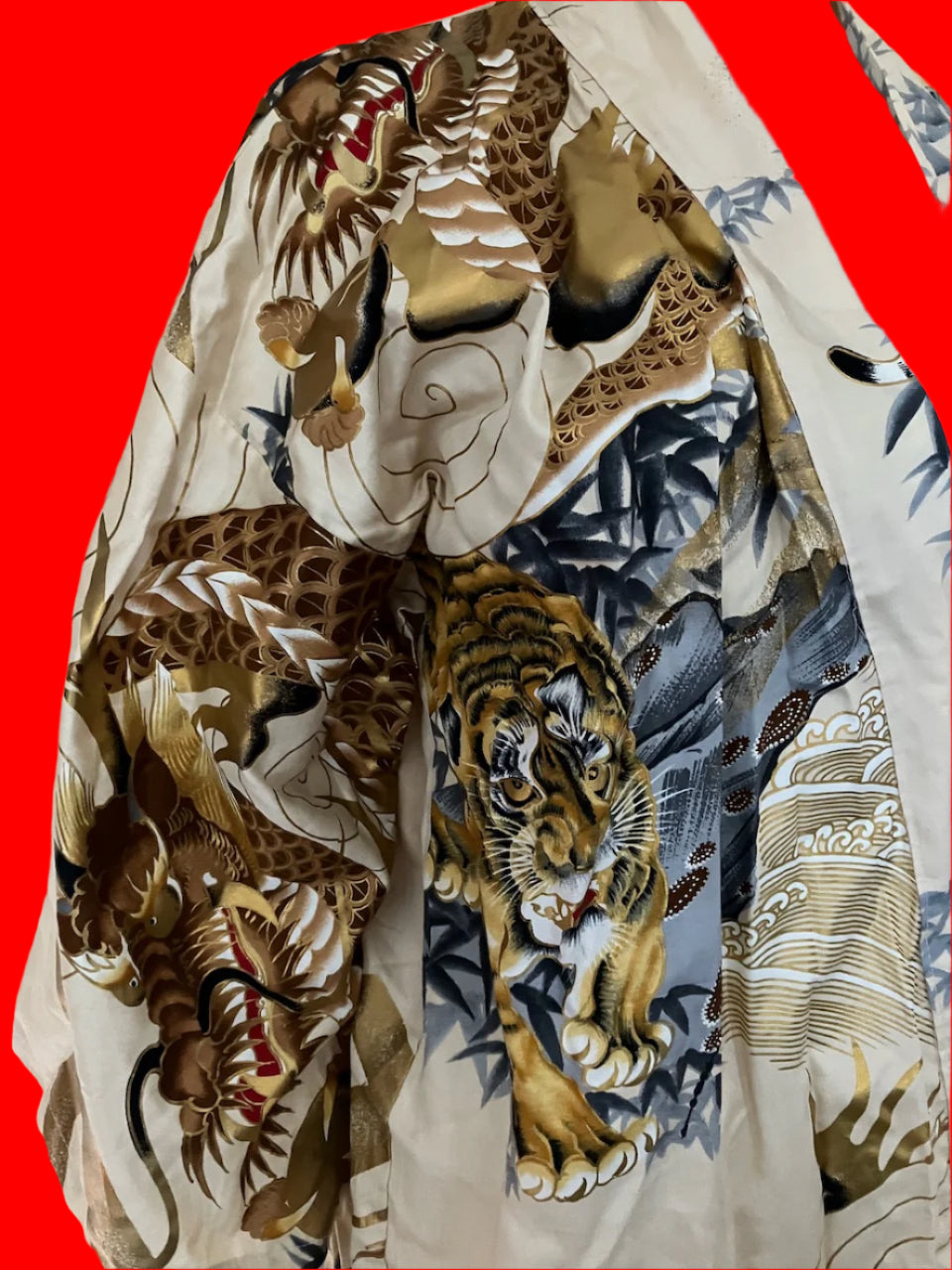 Juguemm - Japanese Kimono Robe - Tiger & Dragons - Size: S/M