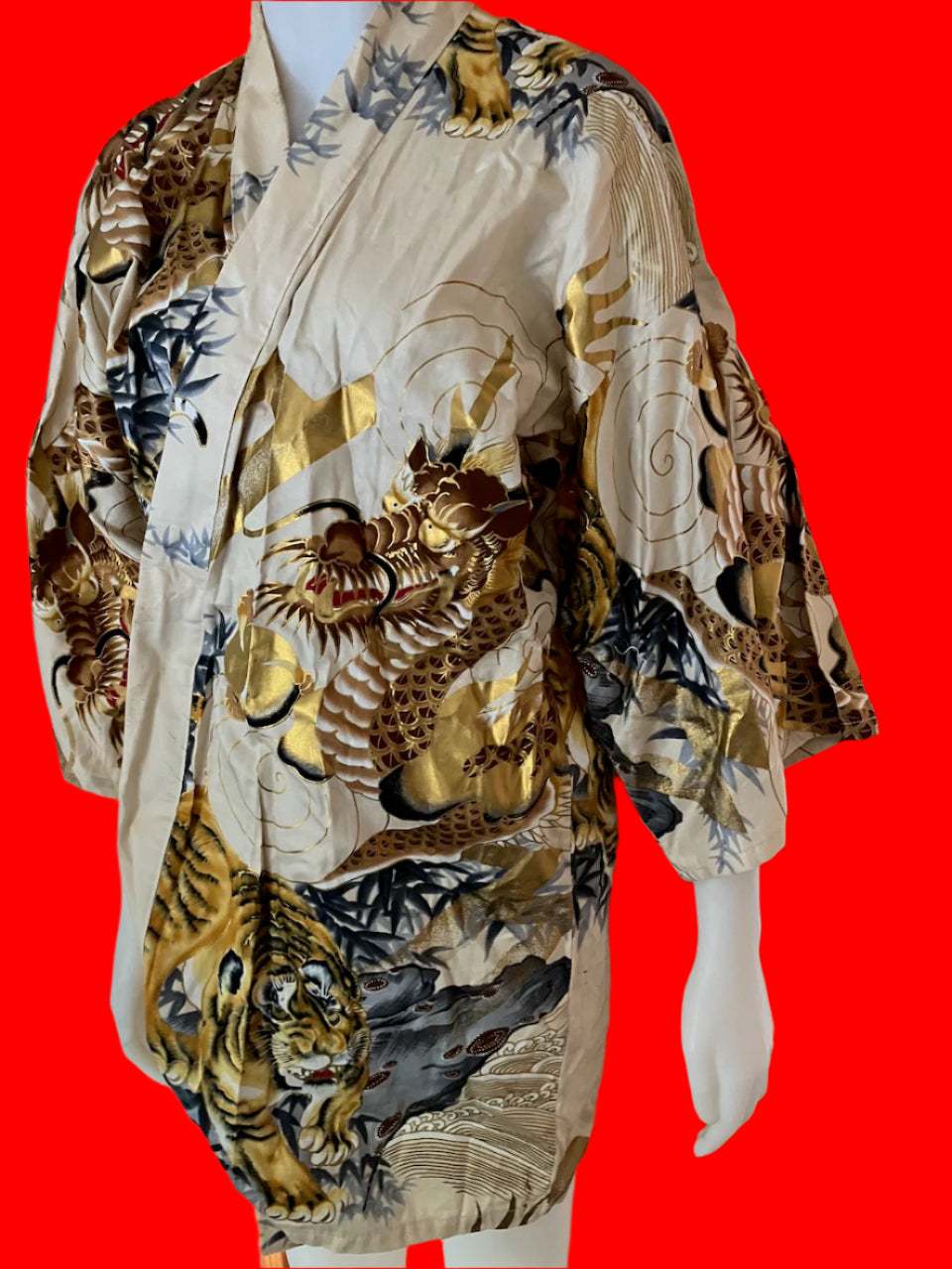 Juguemm - Japanese Kimono Robe - Tiger & Dragons - Size: S/M