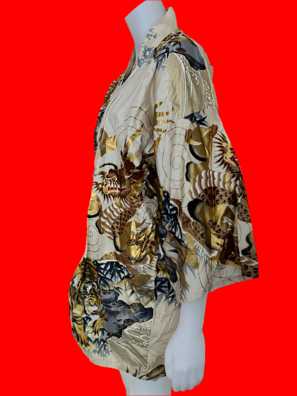 Juguemm - Japanese Kimono Robe - Tiger & Dragons - Size: S/M