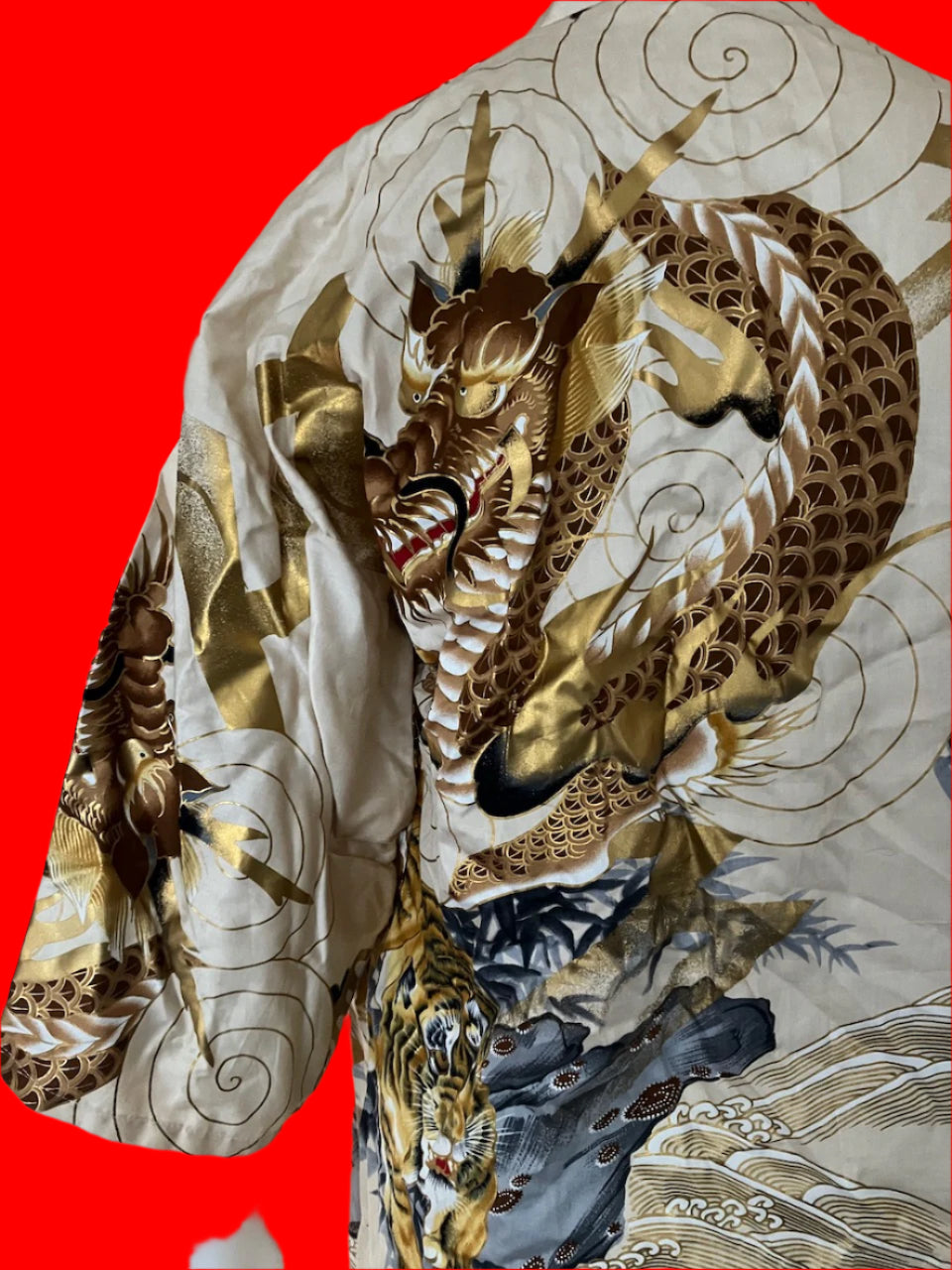 Juguemm - Japanese Kimono Robe - Tiger & Dragons - Size: S/M