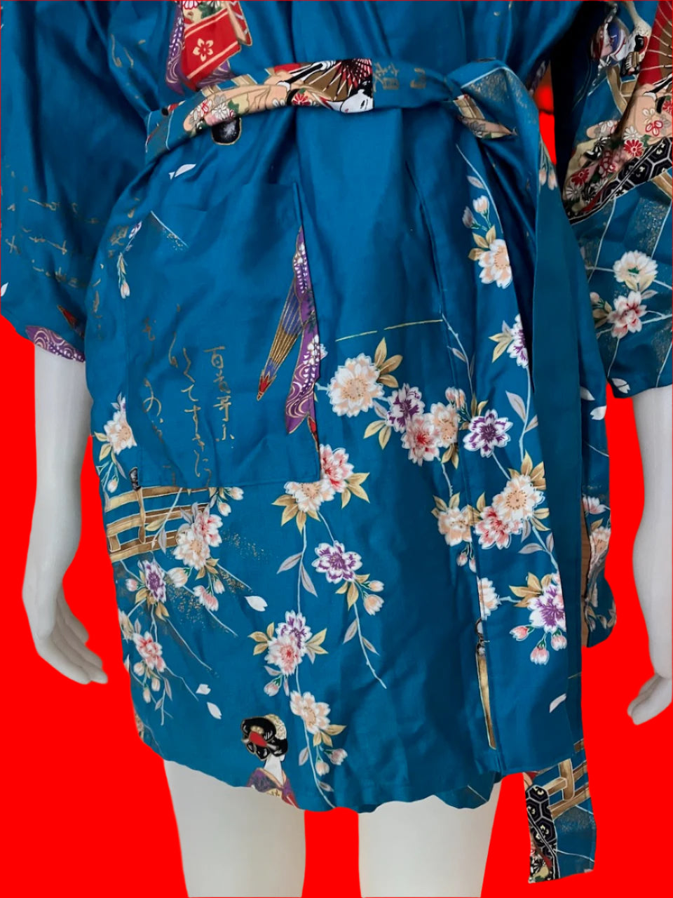 Japanese Geisha Cotton Kimono Robe - Size: S/M