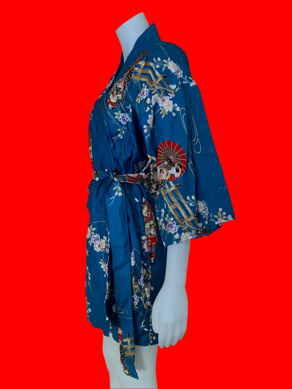 Japanese Geisha Cotton Kimono Robe - Size: S/M