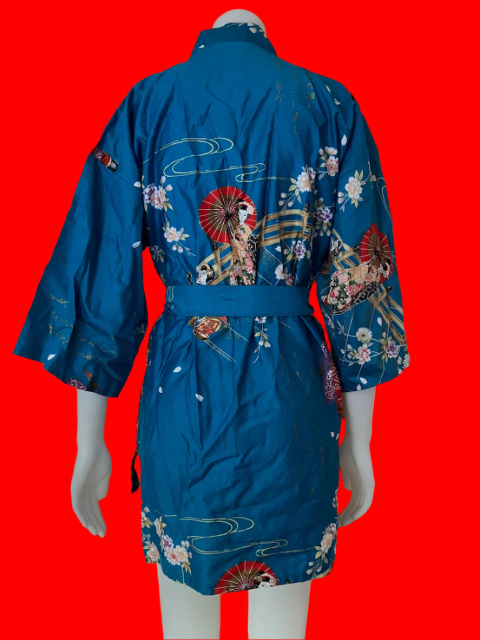 Japanese Geisha Cotton Kimono Robe - Size: S/M