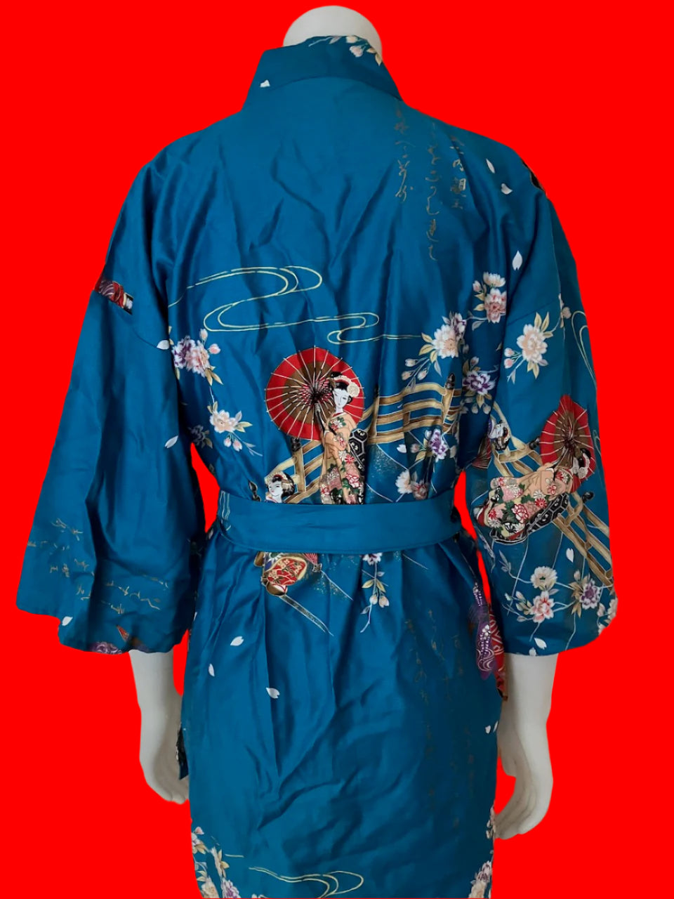 Japanese Geisha Cotton Kimono Robe - Size: S/M