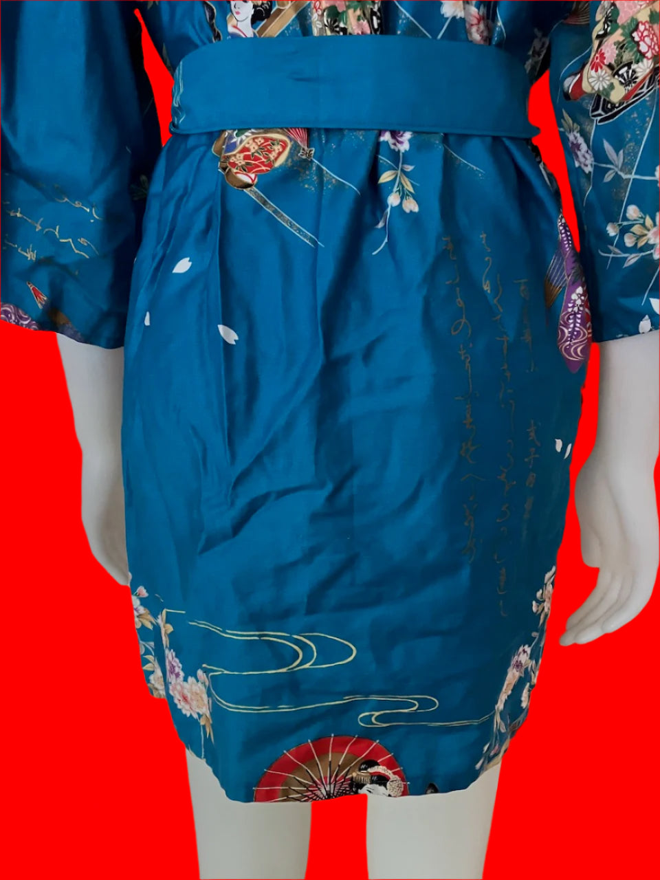 Japanese Geisha Cotton Kimono Robe - Size: S/M