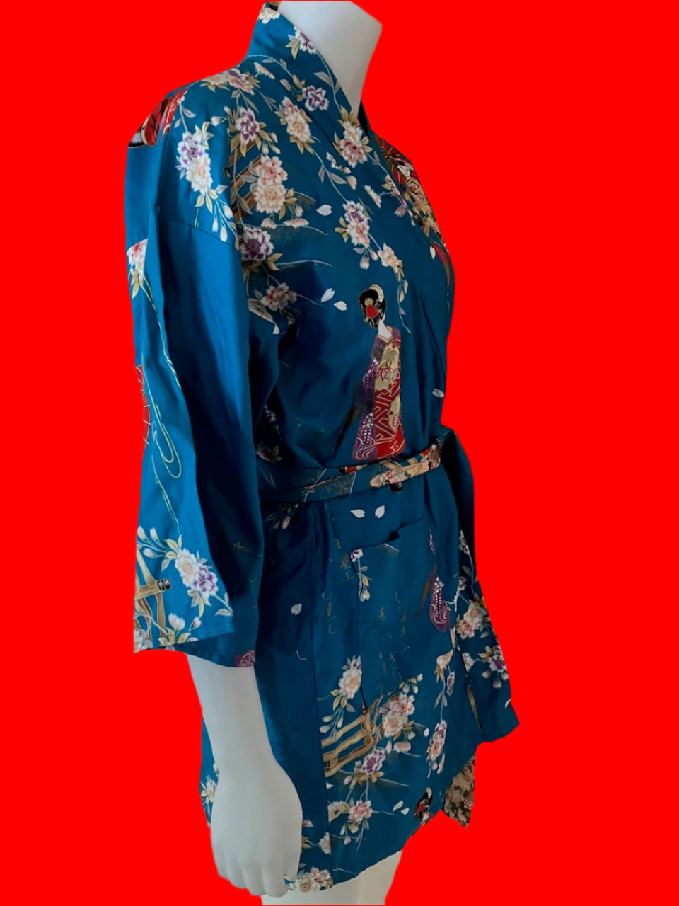 Japanese Geisha Cotton Kimono Robe - Size: S/M
