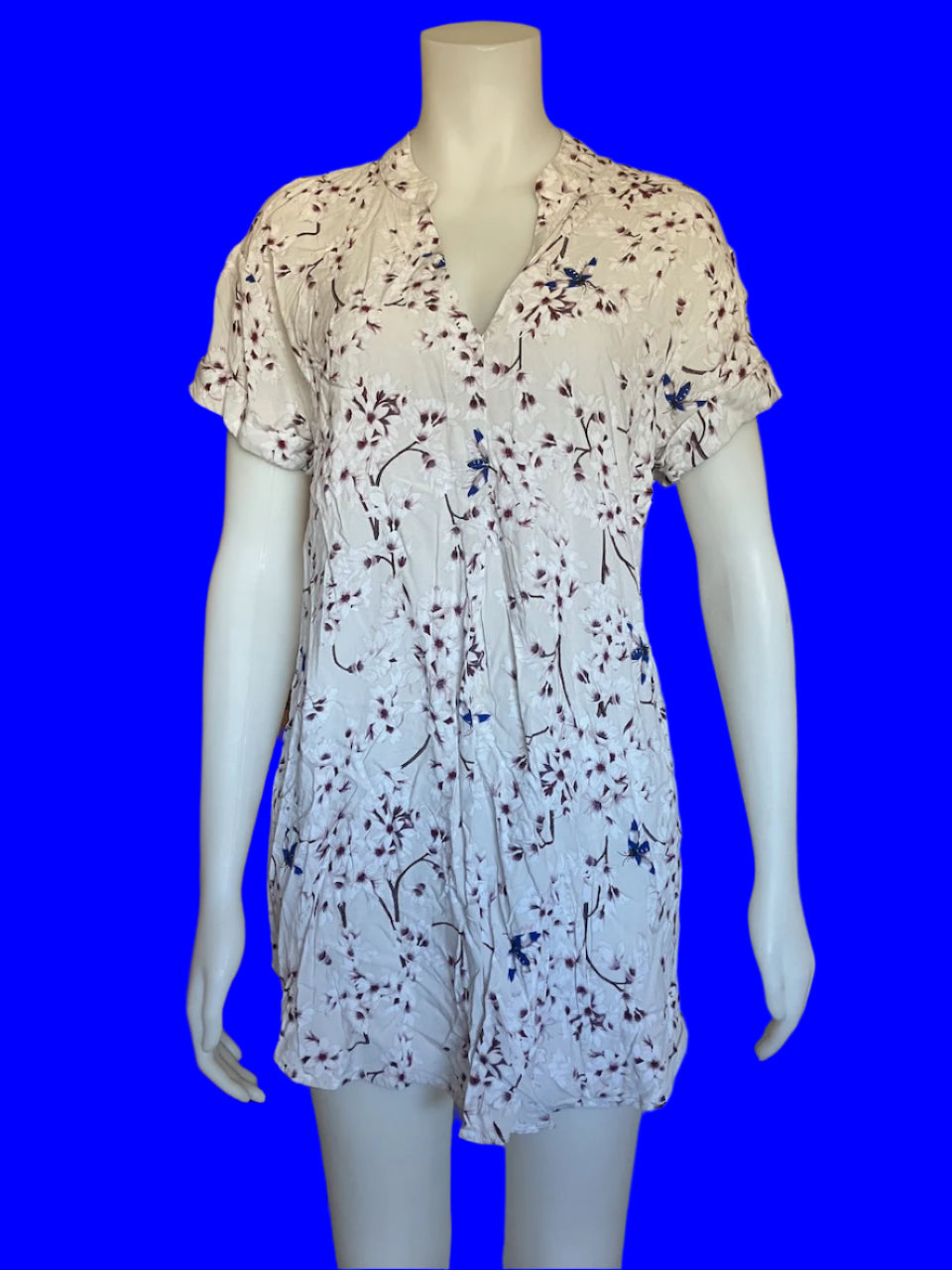 Anna Glover x H & M - Floral Tunic With Blue Bugs - Size: EUR36
