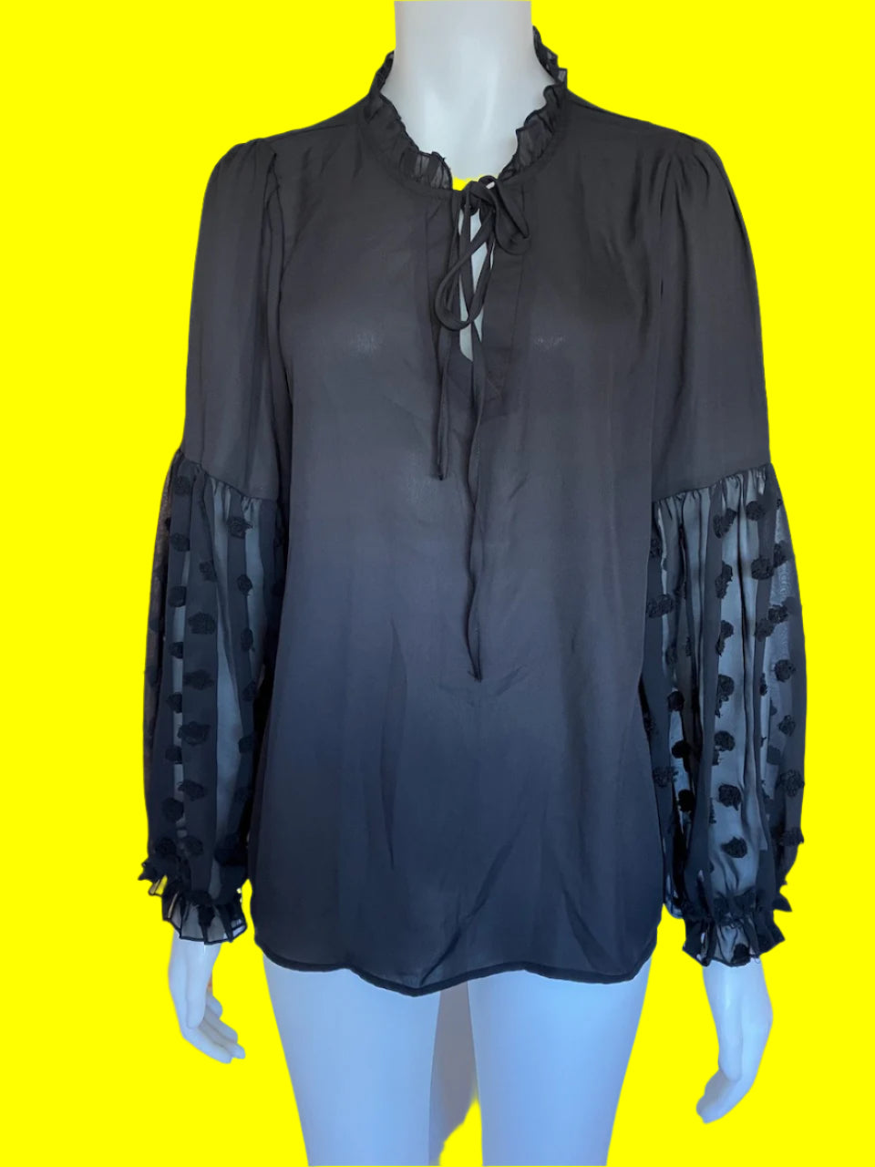 Shein - Black Sheer Blouse - Size: L