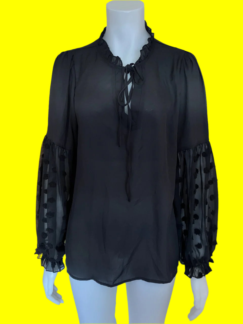 Shein - Black Sheer Blouse - Size: L