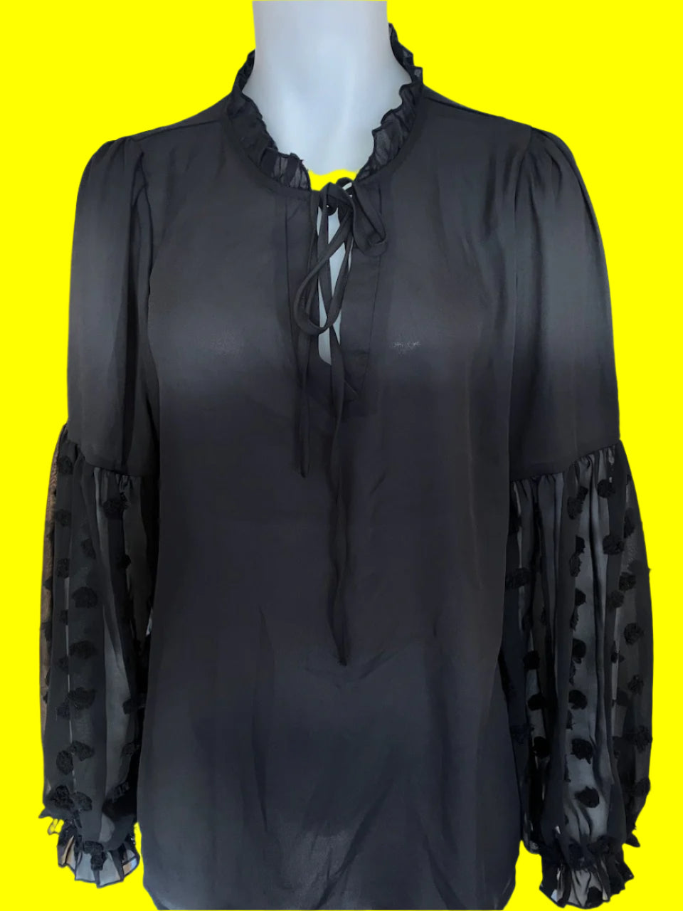 Shein - Black Sheer Blouse - Size: L