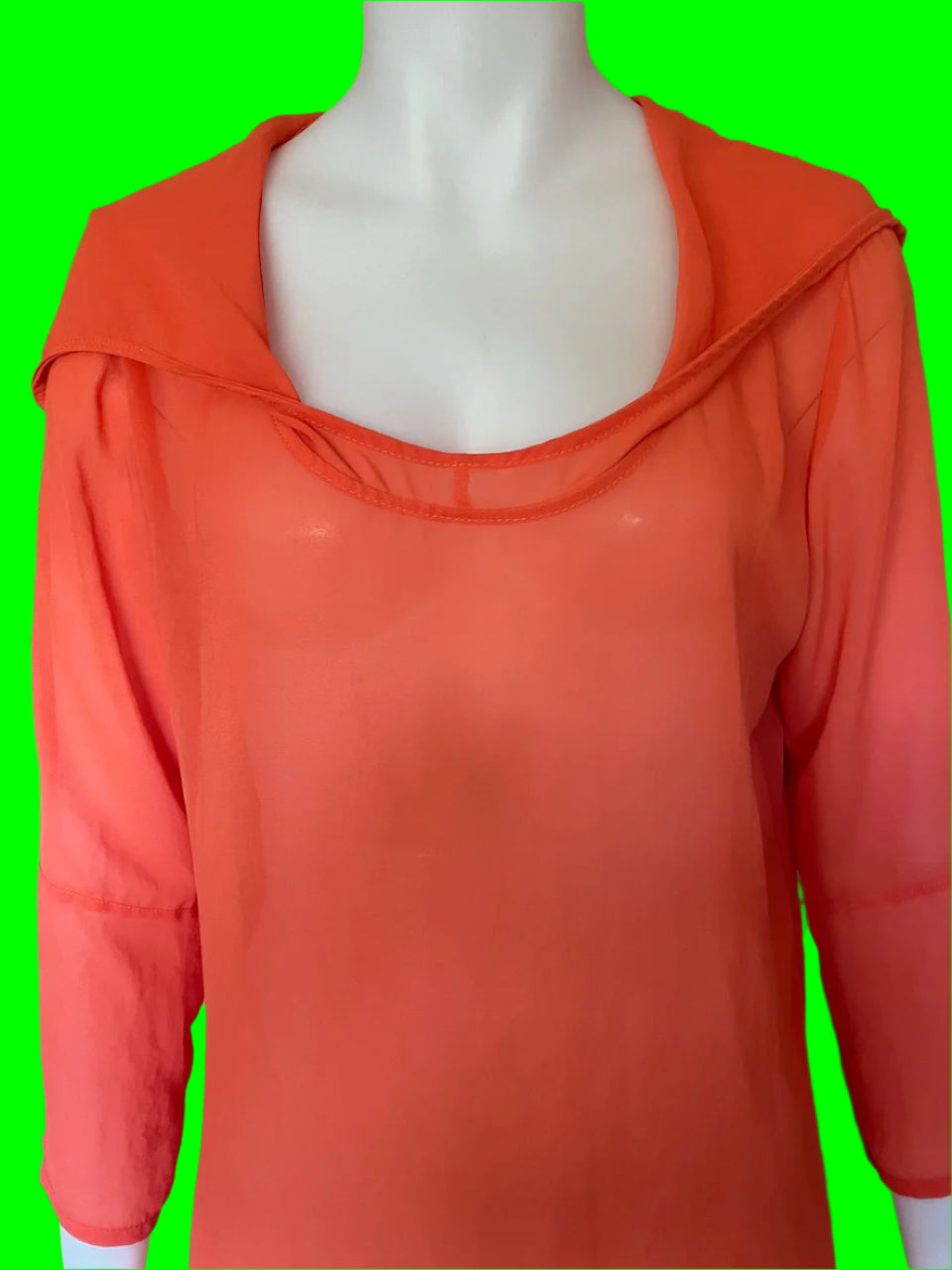 Soeur - Sheer Orange Top With Hood - Size: S
