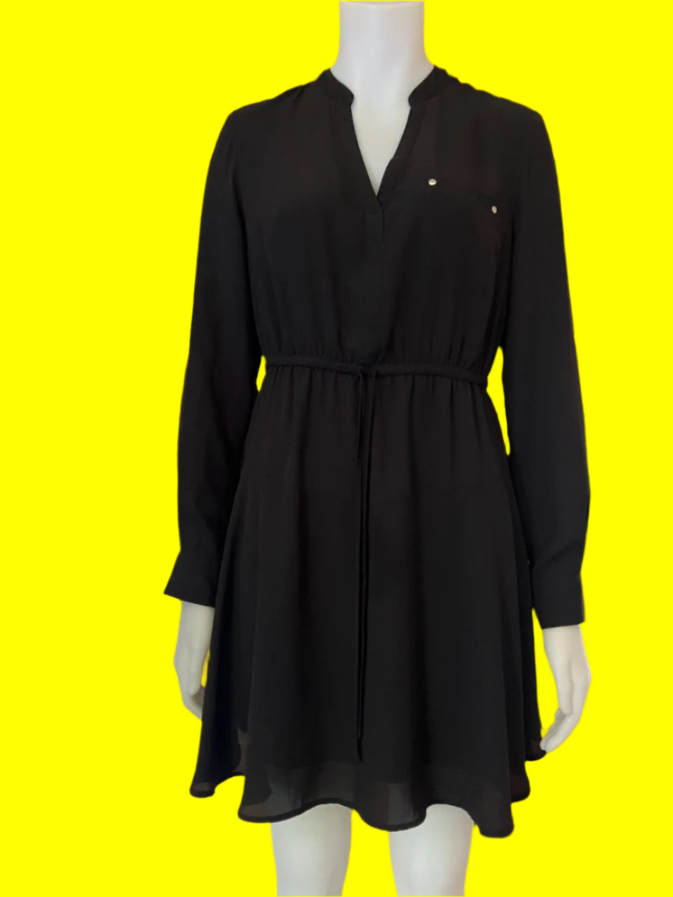 Portmans - Lightweight Black Dress With Tie - Size: 10