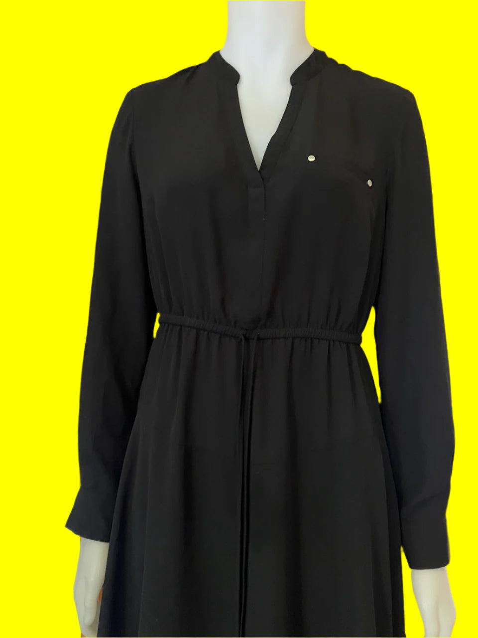 Portmans - Lightweight Black Dress With Tie - Size: 10
