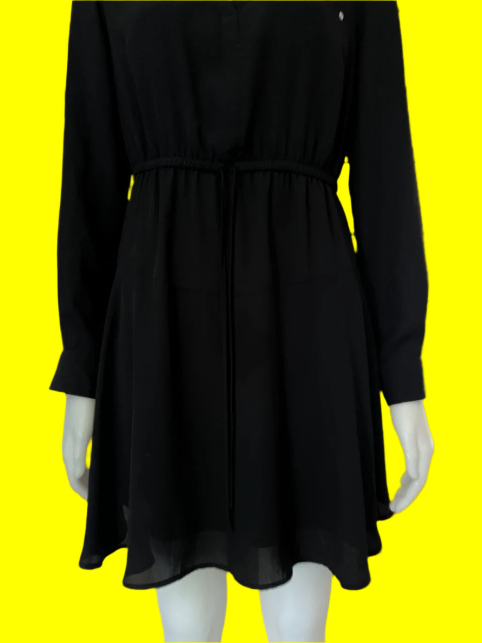 Portmans - Lightweight Black Dress With Tie - Size: 10