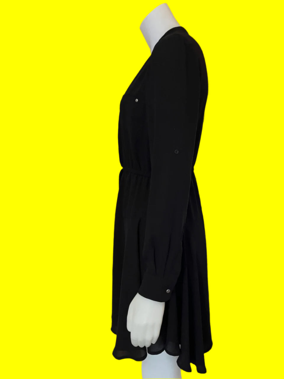 Portmans - Lightweight Black Dress With Tie - Size: 10