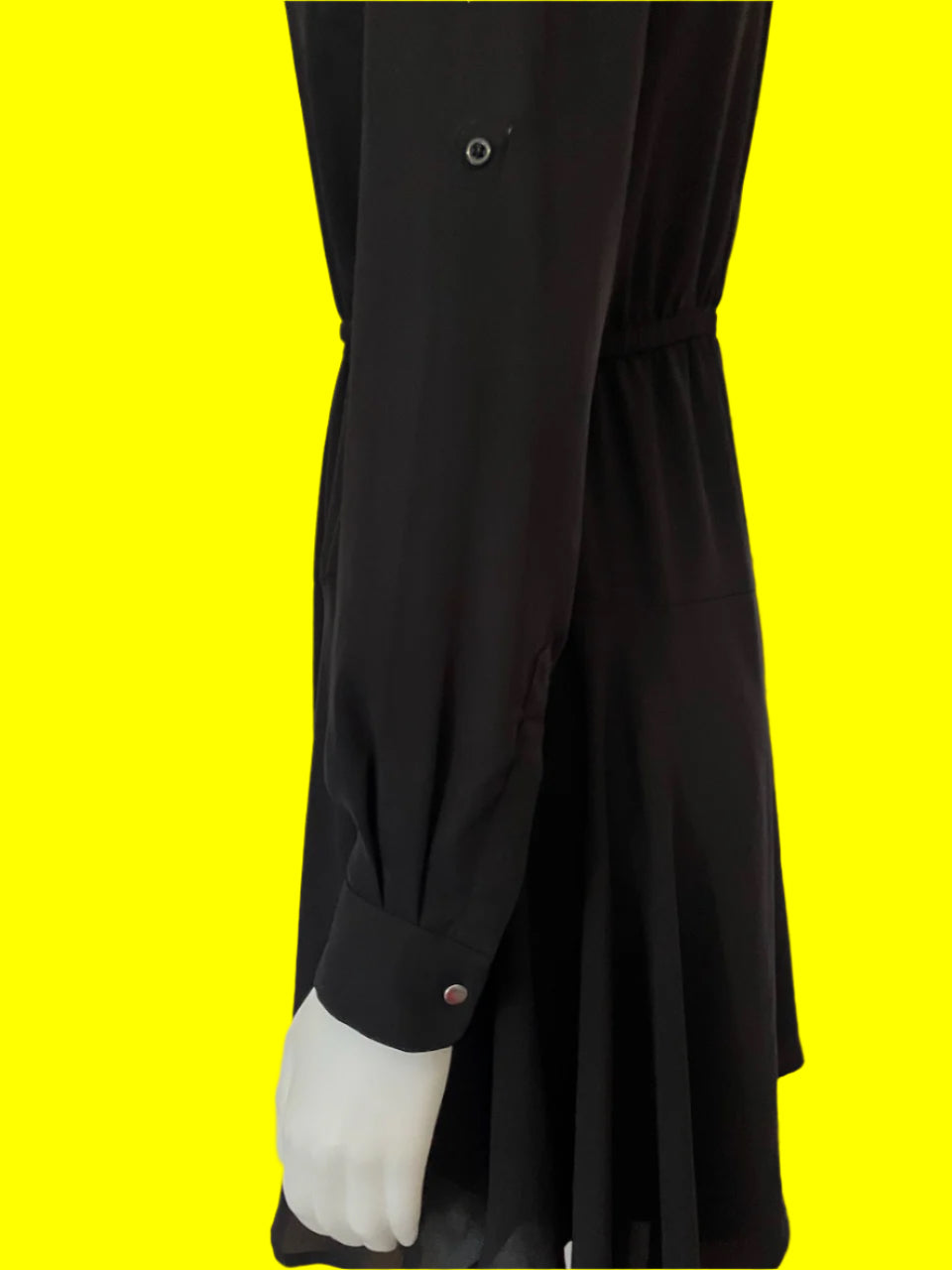 Portmans - Lightweight Black Dress With Tie - Size: 10