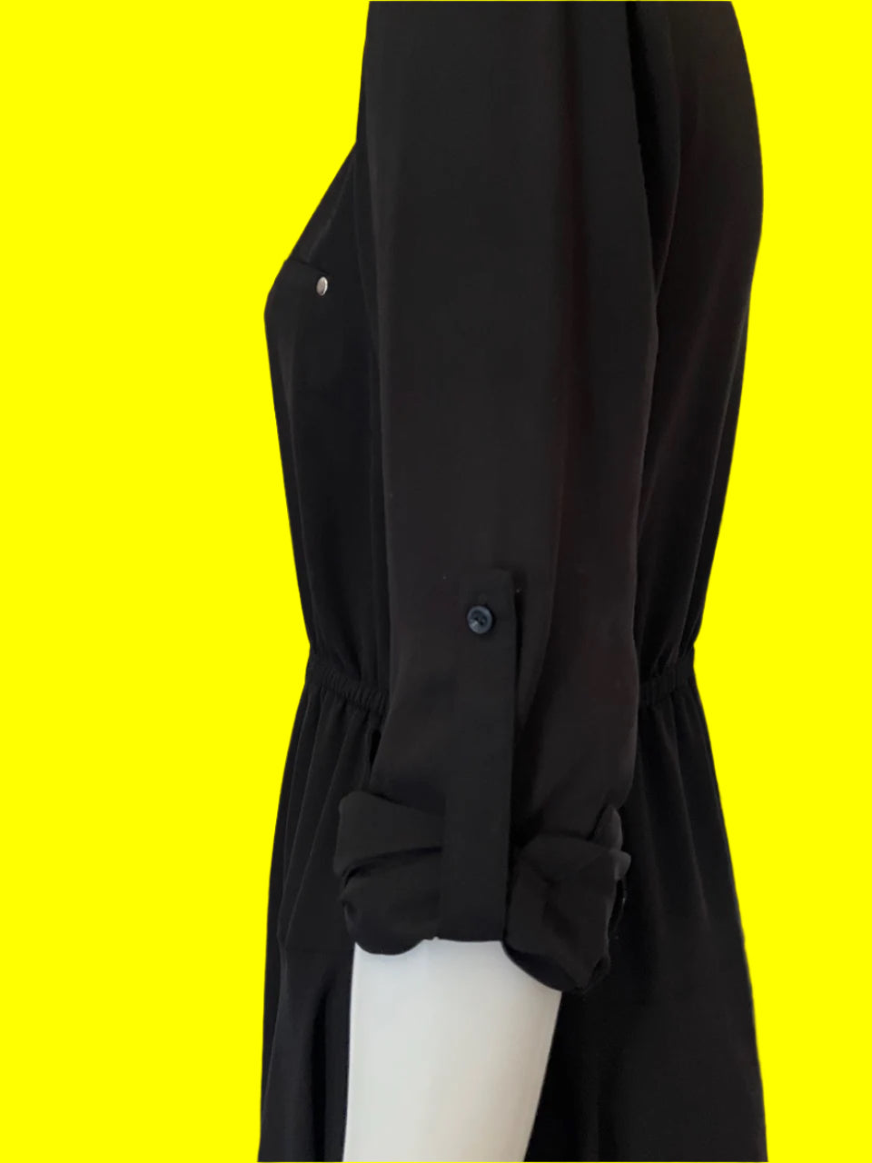 Portmans - Lightweight Black Dress With Tie - Size: 10