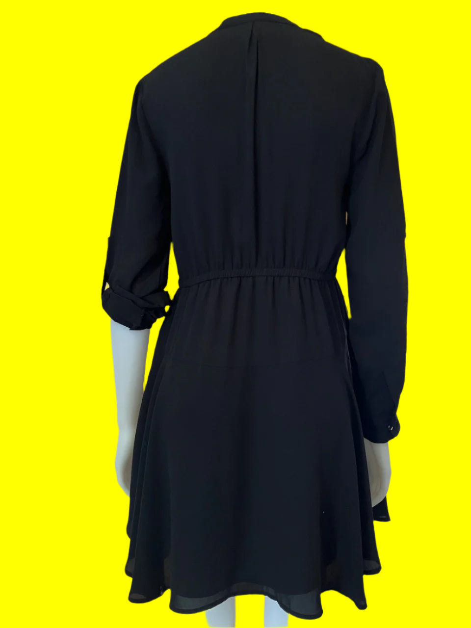 Portmans - Lightweight Black Dress With Tie - Size: 10