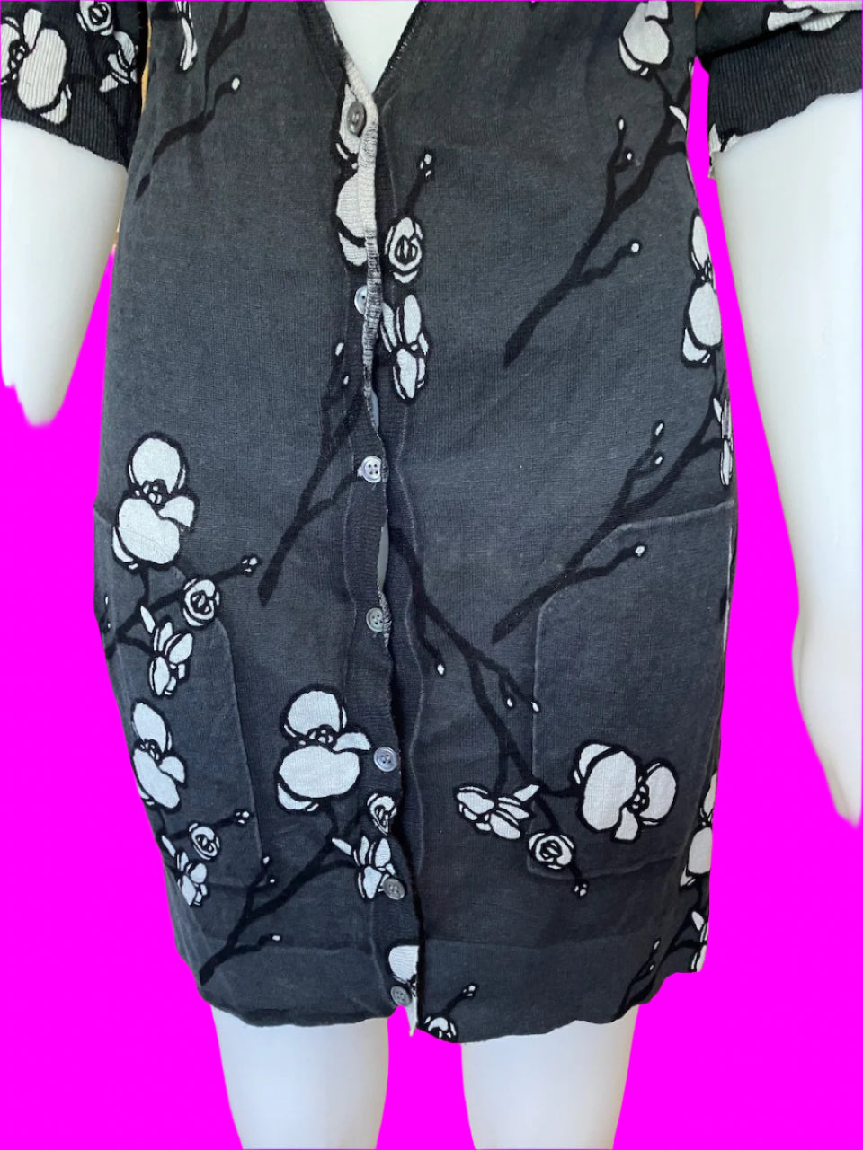 Caroline Sills - Long Line Floral Cardigan - Size: S
