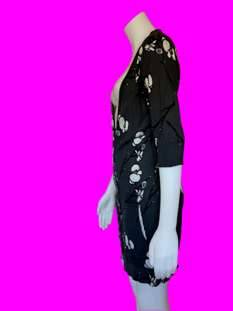 Caroline Sills - Long Line Floral Cardigan - Size: S