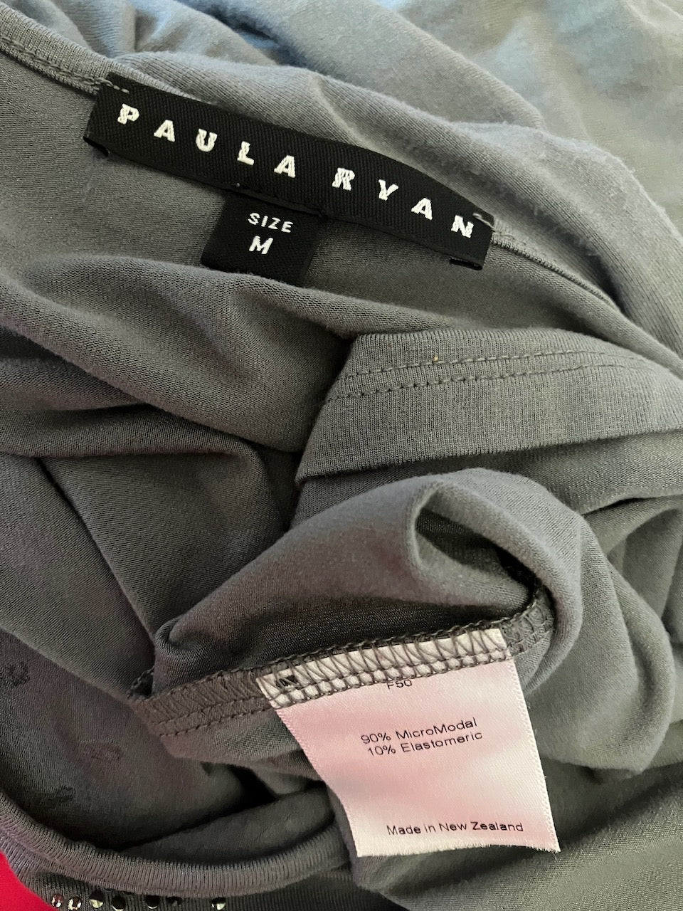 Paula Ryan - Grey Top With Embellishment - Size: M