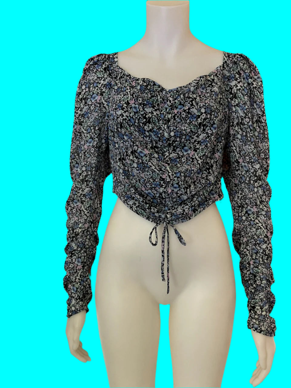 RUBY - Sheer Floral Crop Top - Size: 10