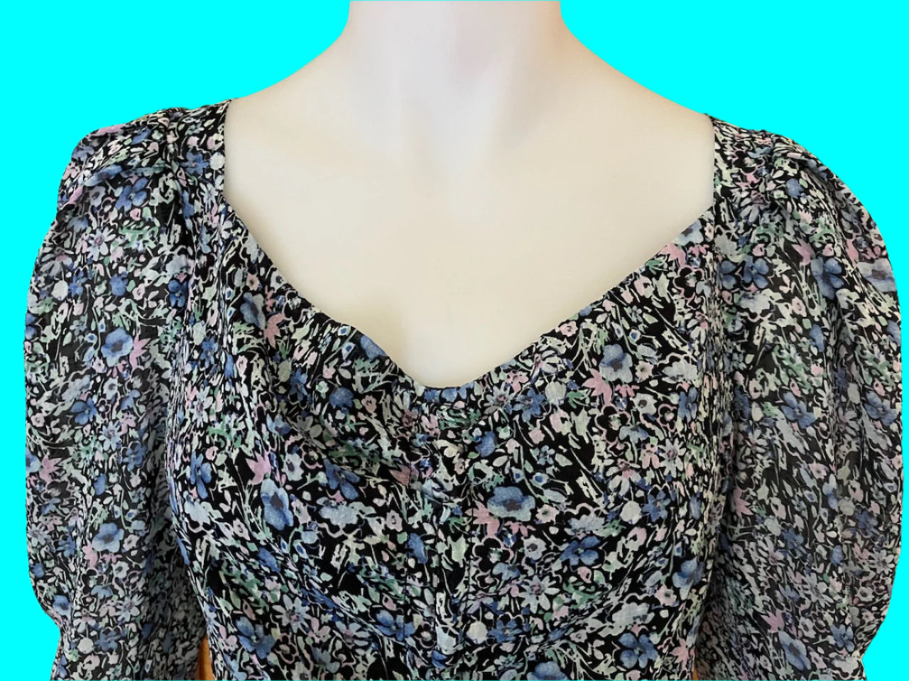 RUBY - Sheer Floral Crop Top - Size: 10