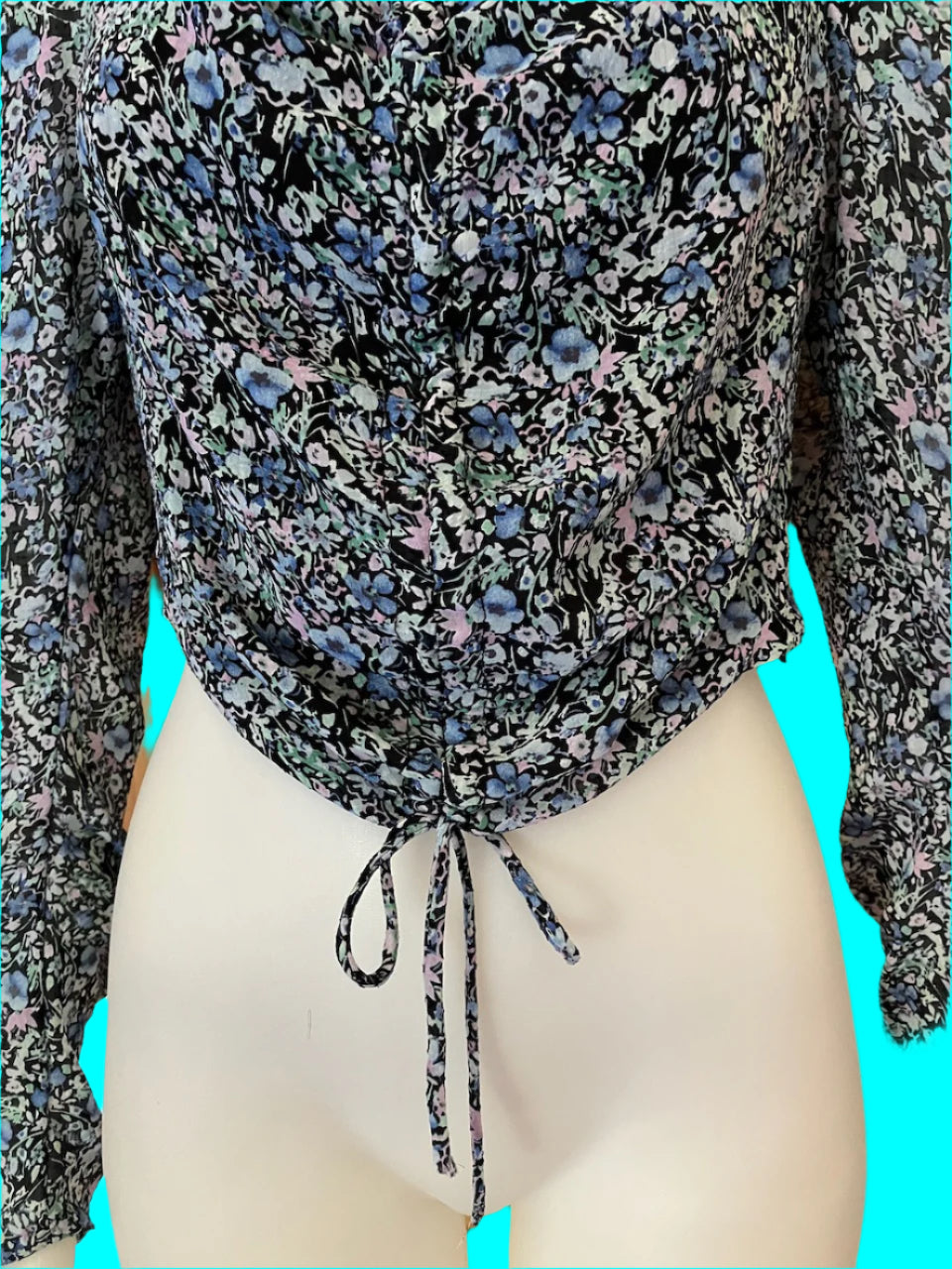 RUBY - Sheer Floral Crop Top - Size: 10