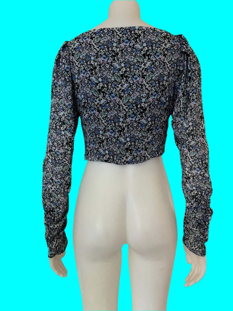 RUBY - Sheer Floral Crop Top - Size: 10