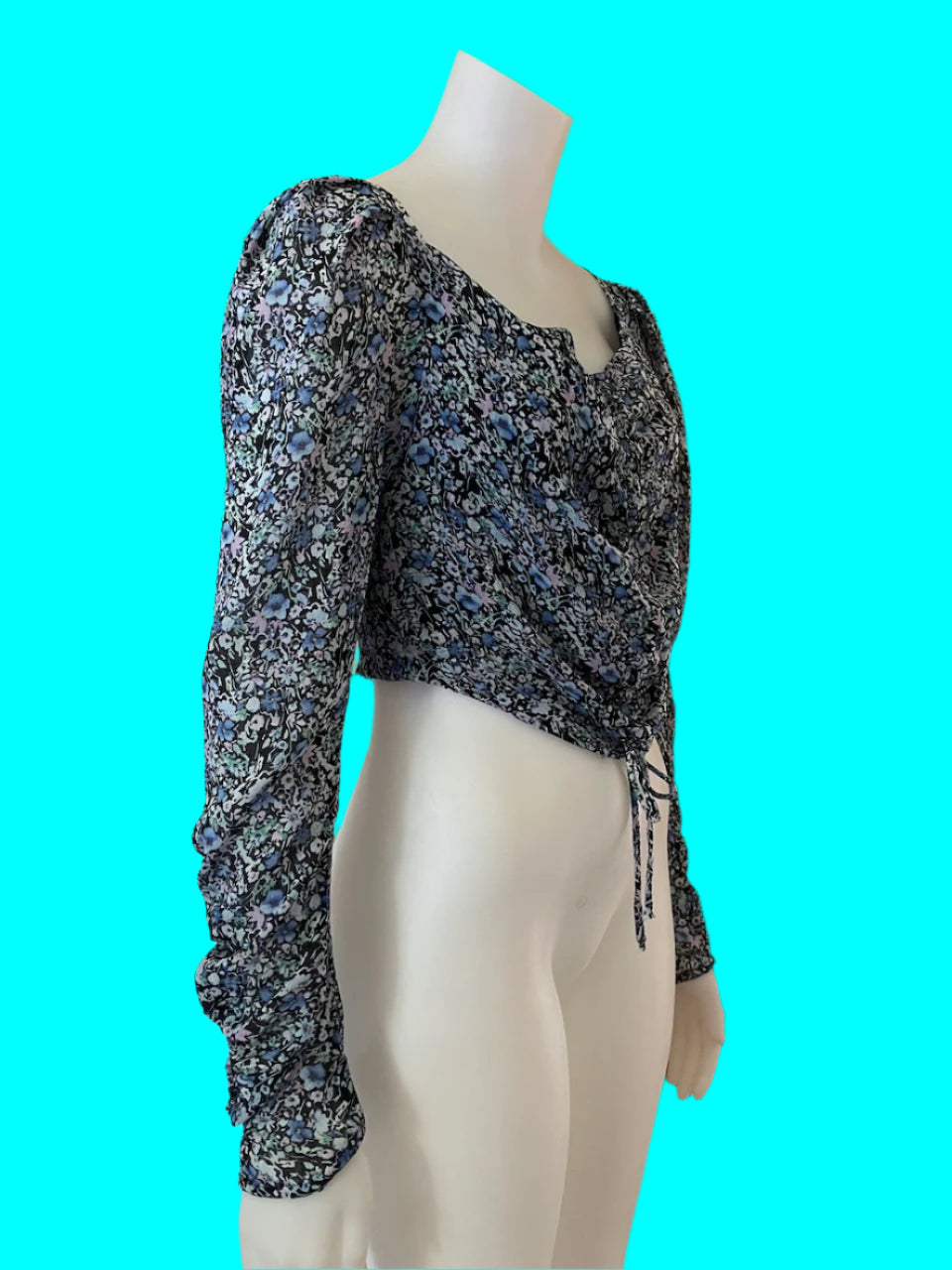 RUBY - Sheer Floral Crop Top - Size: 10