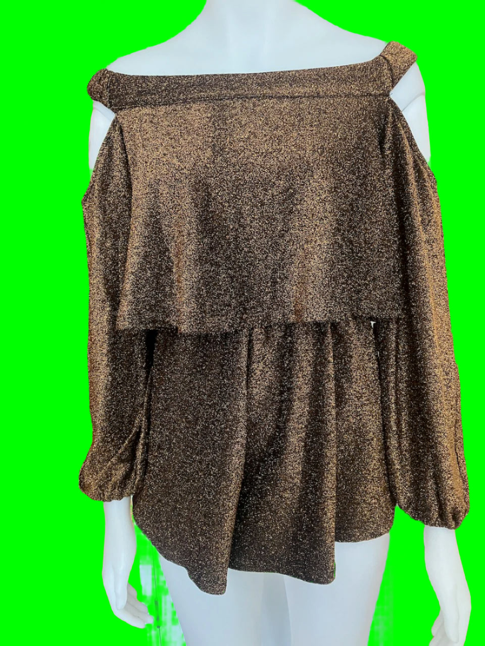 BRAND NEW - Indikah by Angel Biba - Gold Cold Shoulder Top - Size: 6